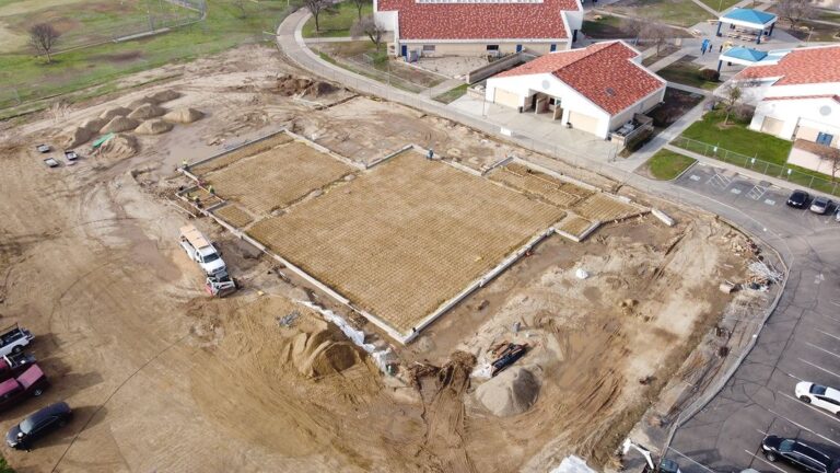 Aerial view of a construction site during the day